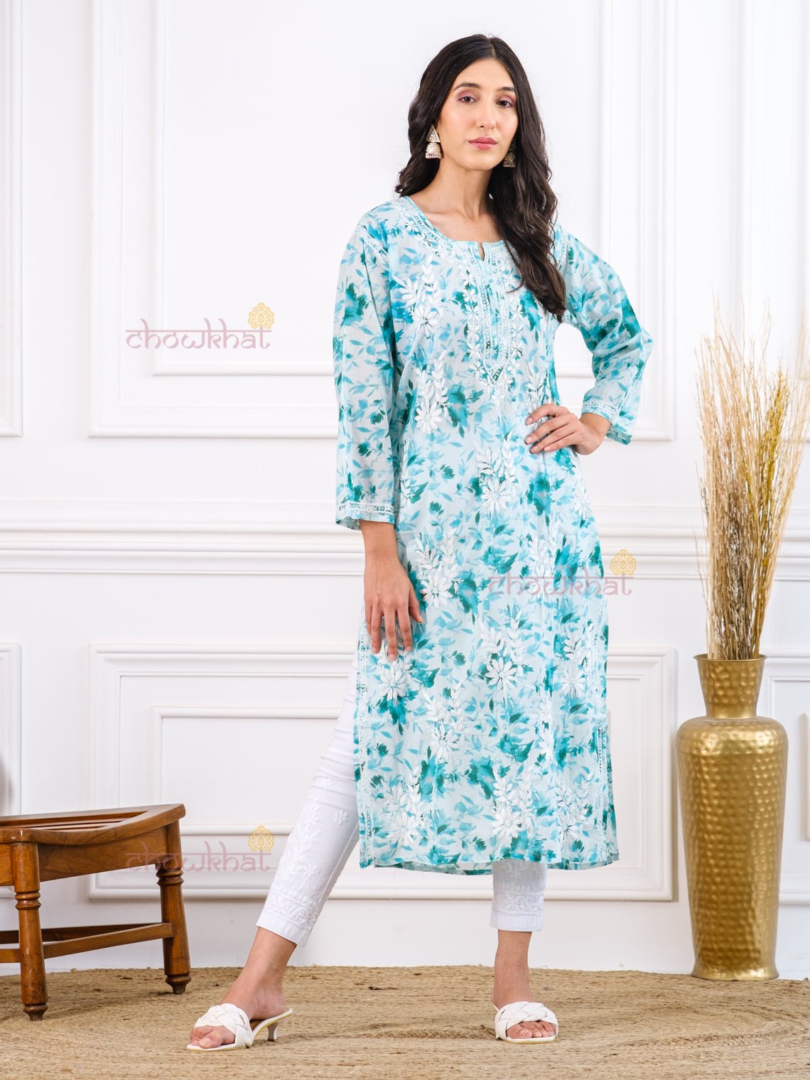 Chikankari Cotton Kurta With Mukaish Work/liner Included /free Shipping -  Etsy | Kurti designs party wear, Kurta designs women, Pakistani casual  dresses